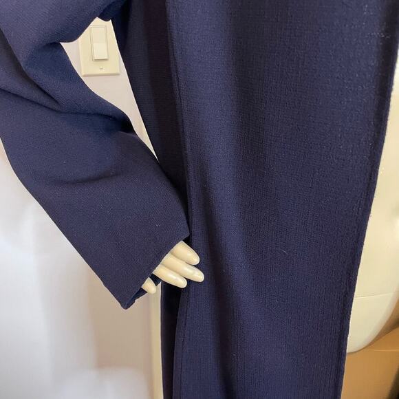 Dana Buchman jacket 14 navy blue wool open front knee length - Picture 5 of 10